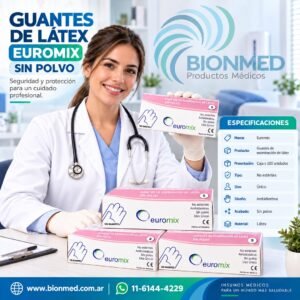 Guantes de látex s/polvo caja x 100 U